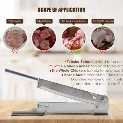 Manual Ribs Meat Slicer Household Stainless Steel Small Bone Cutting Slicing Machine Chicken Lamb Chops Ribs Herb Pastry Cutter for Home Cooking