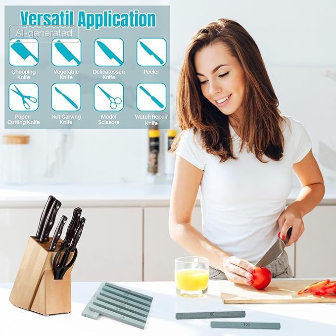 20 Pcs 5.83 Inch Sharpening Stone Set, 10 Girt Sizes Rectangular Sharpening Stone Sticks- 3000# 1000# 800# 600# 400# 320# 240# 180# 120# 80#, Small Sharpening Stones for Knives, Scissors