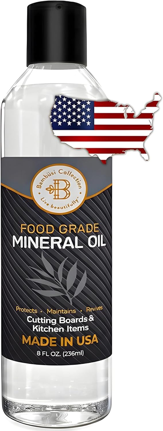 Mineral Oil - 8 oz Food Grade Mineral Oil for Wood Cutting Board, Cutting Board Oil Conditioner, Butcher Block Oil, Food Safe Wood Oil for Bamboo Boards, Countertops, Teak, Marble, Soapstone