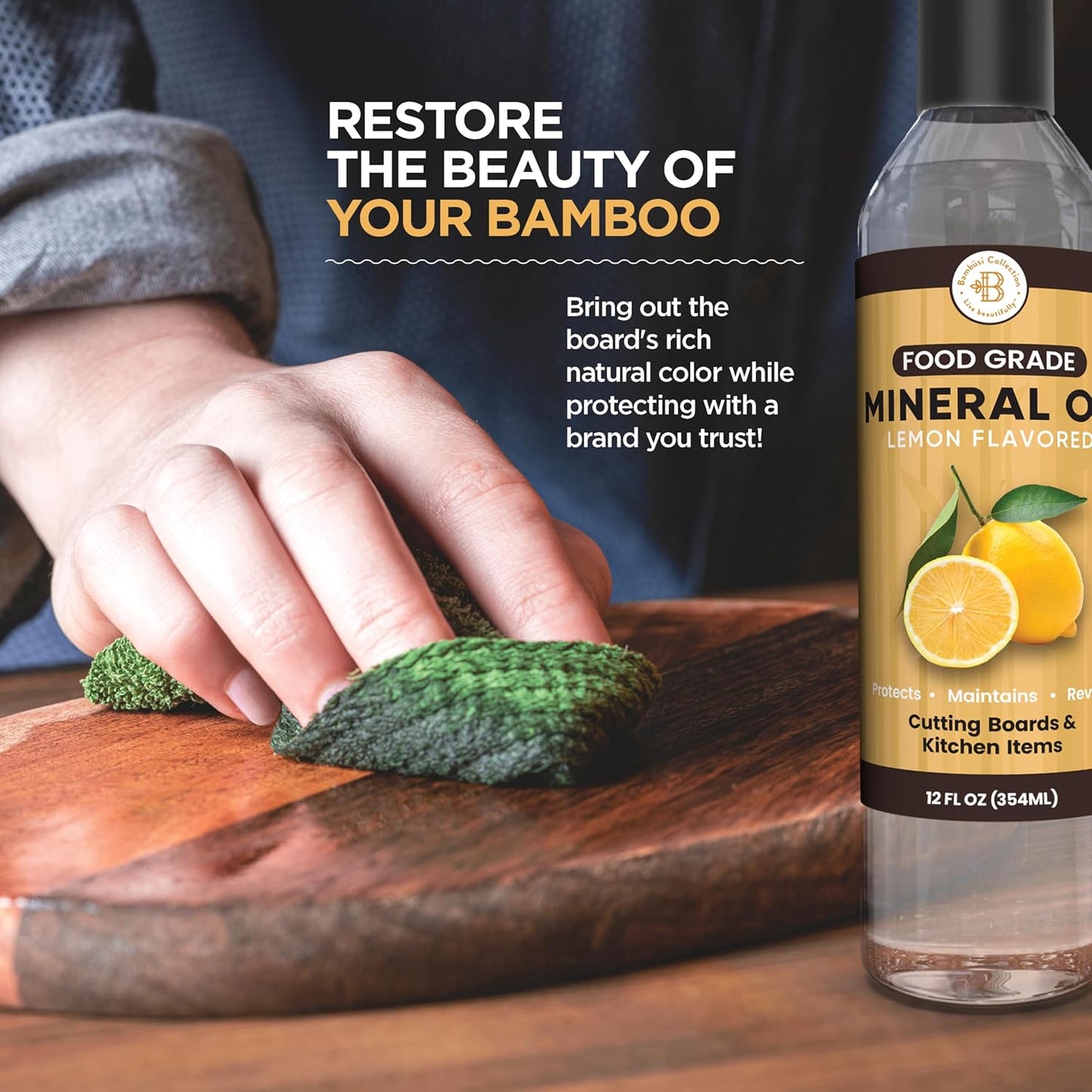Mineral Oil - 8 oz Food Grade Mineral Oil for Wood Cutting Board, Cutting Board Oil Conditioner, Butcher Block Oil, Food Safe Wood Oil for Bamboo Boards, Countertops, Teak, Marble, Soapstone