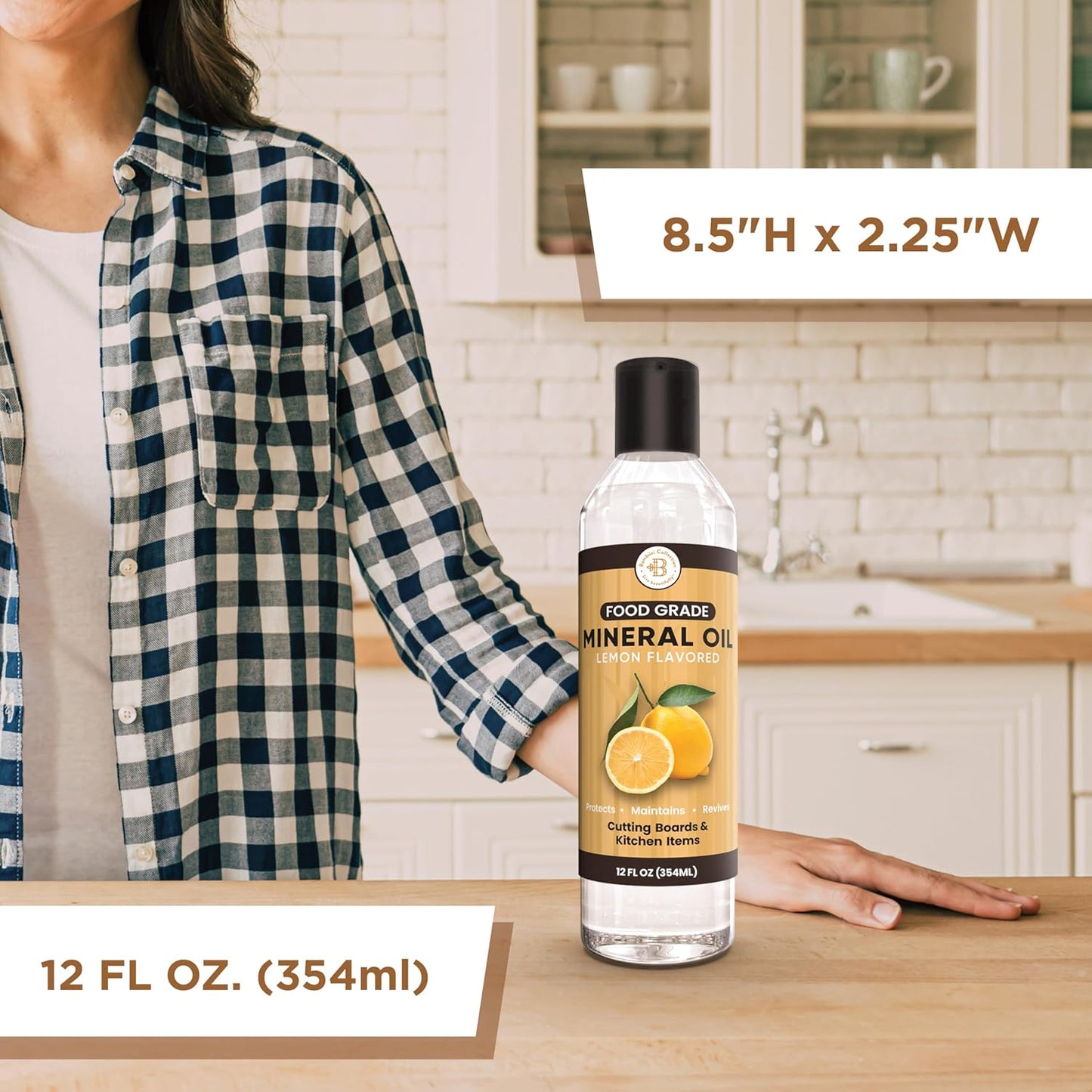 Mineral Oil - 8 oz Food Grade Mineral Oil for Wood Cutting Board, Cutting Board Oil Conditioner, Butcher Block Oil, Food Safe Wood Oil for Bamboo Boards, Countertops, Teak, Marble, Soapstone