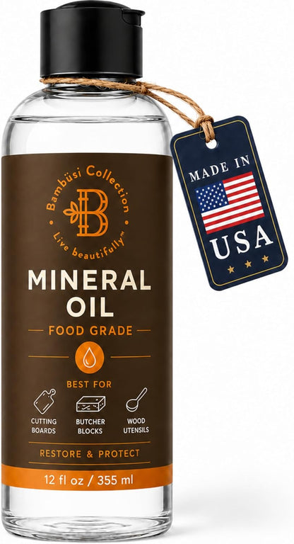 Mineral Oil - 8 oz Food Grade Mineral Oil for Wood Cutting Board, Cutting Board Oil Conditioner, Butcher Block Oil, Food Safe Wood Oil for Bamboo Boards, Countertops, Teak, Marble, Soapstone