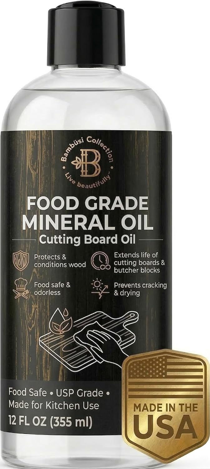 Mineral Oil - 8 oz Food Grade Mineral Oil for Wood Cutting Board, Cutting Board Oil Conditioner, Butcher Block Oil, Food Safe Wood Oil for Bamboo Boards, Countertops, Teak, Marble, Soapstone