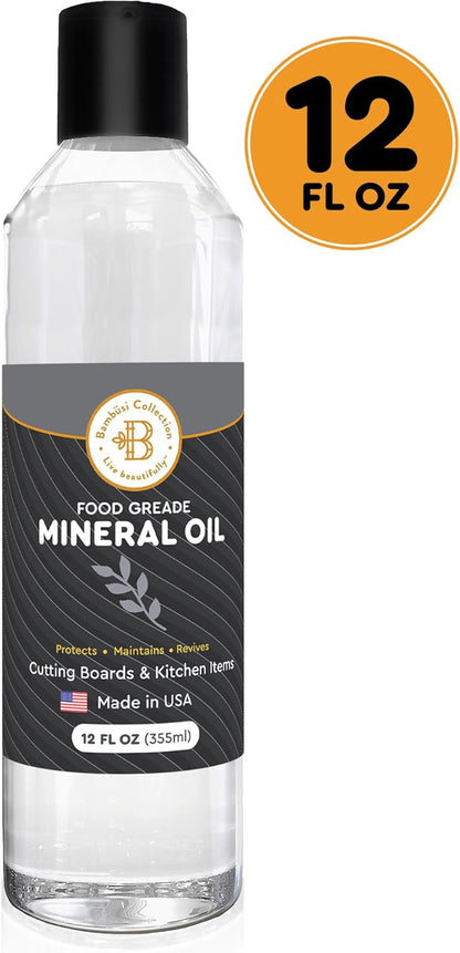 Mineral Oil - 8 oz Food Grade Mineral Oil for Wood Cutting Board, Cutting Board Oil Conditioner, Butcher Block Oil, Food Safe Wood Oil for Bamboo Boards, Countertops, Teak, Marble, Soapstone