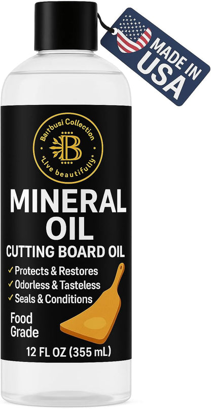 Mineral Oil - 8 oz Food Grade Mineral Oil for Wood Cutting Board, Cutting Board Oil Conditioner, Butcher Block Oil, Food Safe Wood Oil for Bamboo Boards, Countertops, Teak, Marble, Soapstone