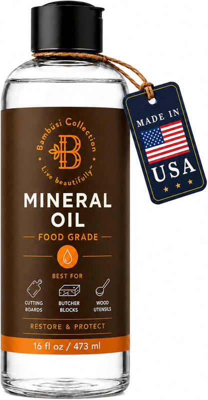 Mineral Oil - 8 oz Food Grade Mineral Oil for Wood Cutting Board, Cutting Board Oil Conditioner, Butcher Block Oil, Food Safe Wood Oil for Bamboo Boards, Countertops, Teak, Marble, Soapstone