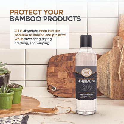 Mineral Oil - 8 oz Food Grade Mineral Oil for Wood Cutting Board, Cutting Board Oil Conditioner, Butcher Block Oil, Food Safe Wood Oil for Bamboo Boards, Countertops, Teak, Marble, Soapstone