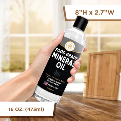Mineral Oil - 8 oz Food Grade Mineral Oil for Wood Cutting Board, Cutting Board Oil Conditioner, Butcher Block Oil, Food Safe Wood Oil for Bamboo Boards, Countertops, Teak, Marble, Soapstone