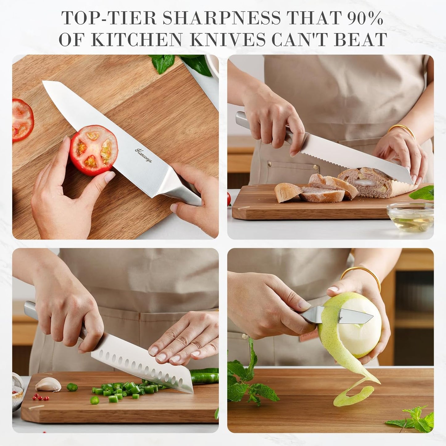 Kitchen Knife Set, 15PCS Knife Block Set with Built-in Sharpener | Japanese Stainless Steel Chef Knives Sets, Razor Sharp, Restaurant Grade, Anti-Rust, Dishwasher Safe, Elegant Box for Gift