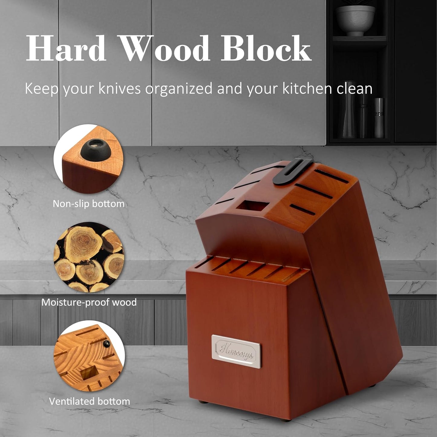Kitchen Knife Set, 15PCS Knife Block Set with Built-in Sharpener | Japanese Stainless Steel Chef Knives Sets, Razor Sharp, Restaurant Grade, Anti-Rust, Dishwasher Safe, Elegant Box for Gift