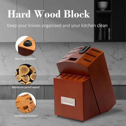 Kitchen Knife Set, 15PCS Knife Block Set with Built-in Sharpener | Japanese Stainless Steel Chef Knives Sets, Razor Sharp, Restaurant Grade, Anti-Rust, Dishwasher Safe, Elegant Box for Gift