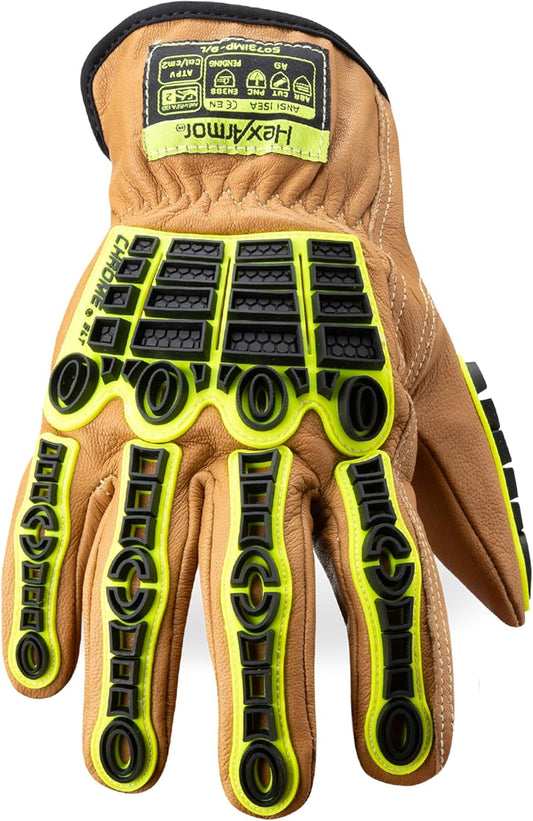 Chrome SLT Goatskin Work Gloves, Oil & Slip Resistant, Cut-Resistant (ANSI A4–A9), Impact & Non-Impact