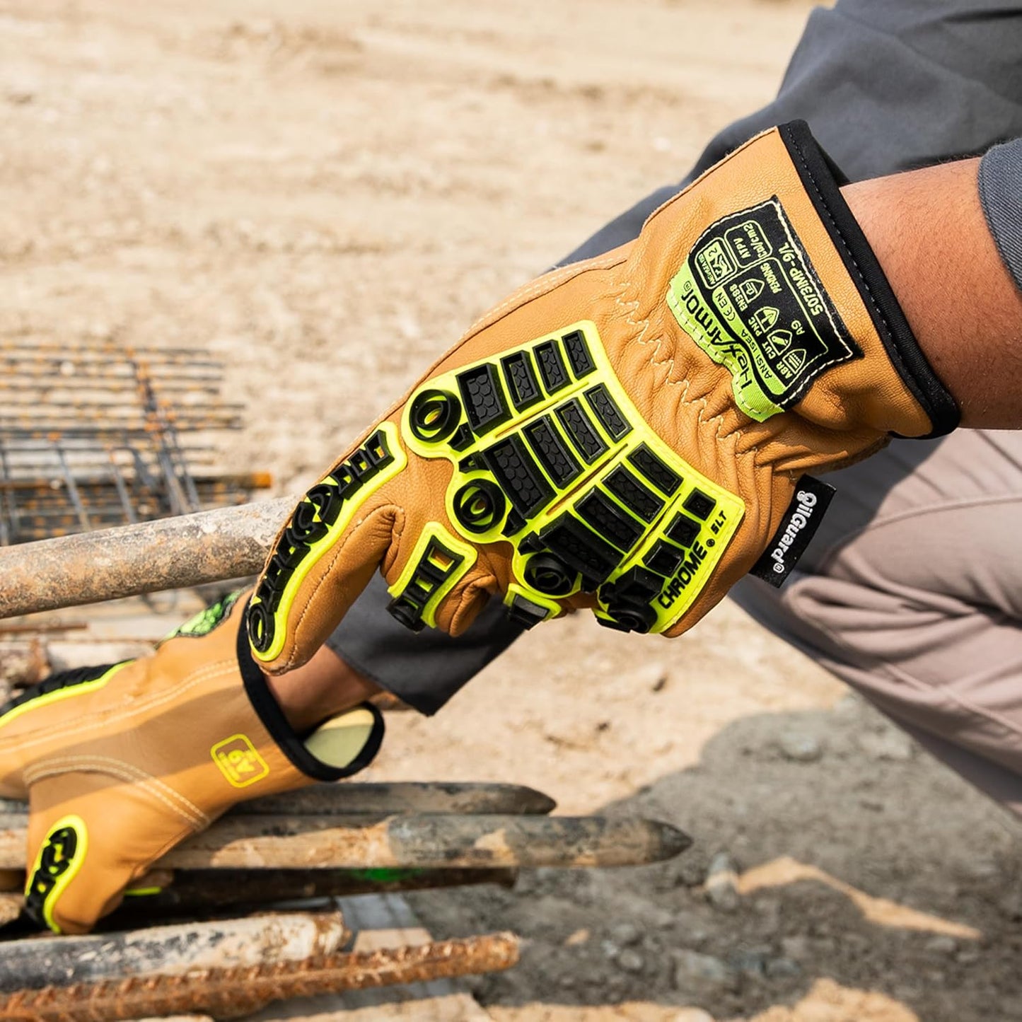 Chrome SLT Goatskin Work Gloves, Oil & Slip Resistant, Cut-Resistant (ANSI A4–A9), Impact & Non-Impact