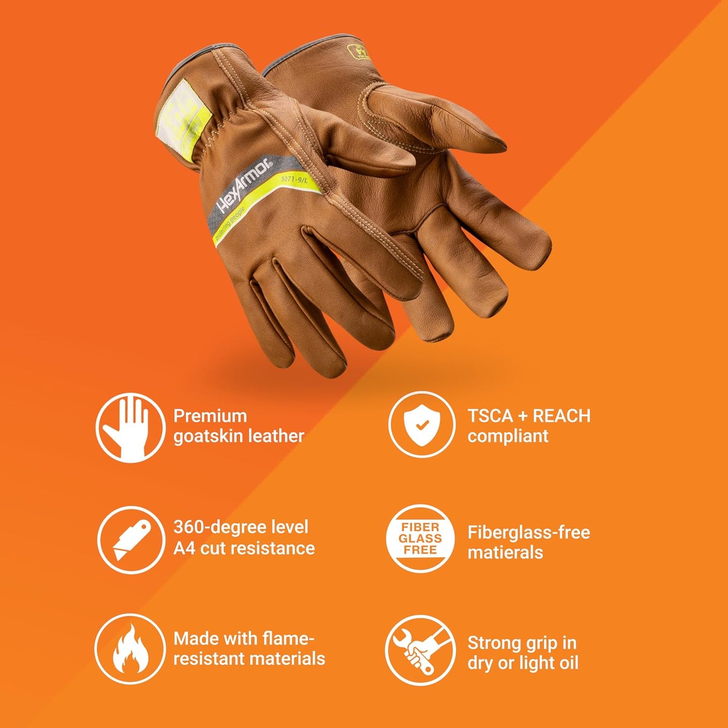 Chrome SLT Goatskin Work Gloves, Oil & Slip Resistant, Cut-Resistant (ANSI A4–A9), Impact & Non-Impact