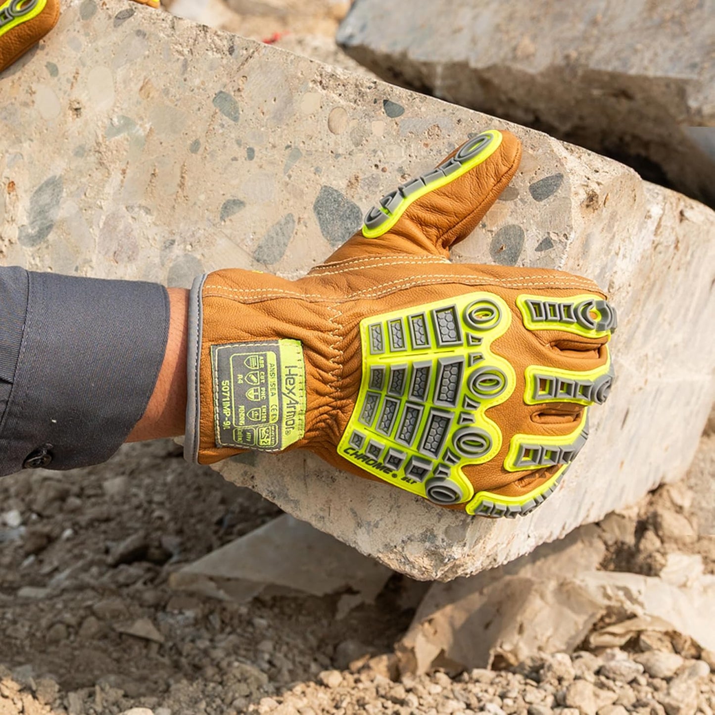 Chrome SLT Goatskin Work Gloves, Oil & Slip Resistant, Cut-Resistant (ANSI A4–A9), Impact & Non-Impact
