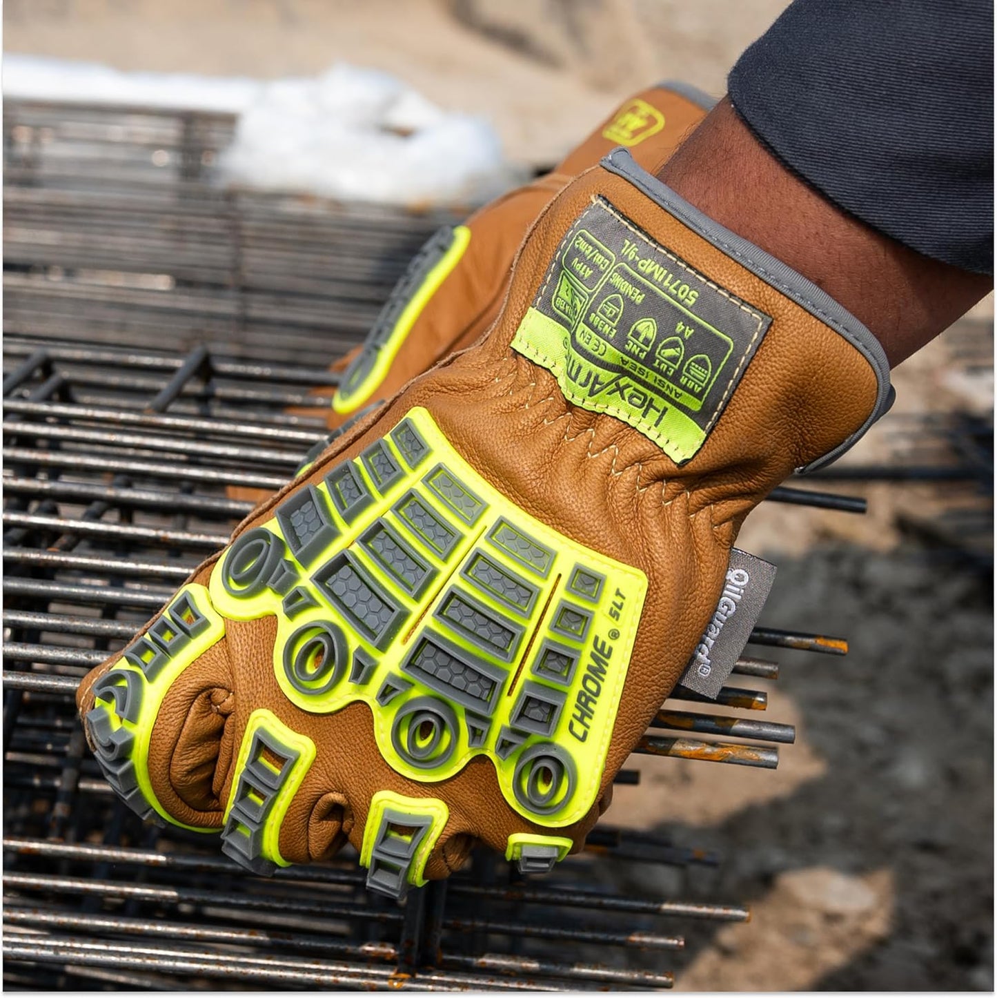 Chrome SLT Goatskin Work Gloves, Oil & Slip Resistant, Cut-Resistant (ANSI A4–A9), Impact & Non-Impact