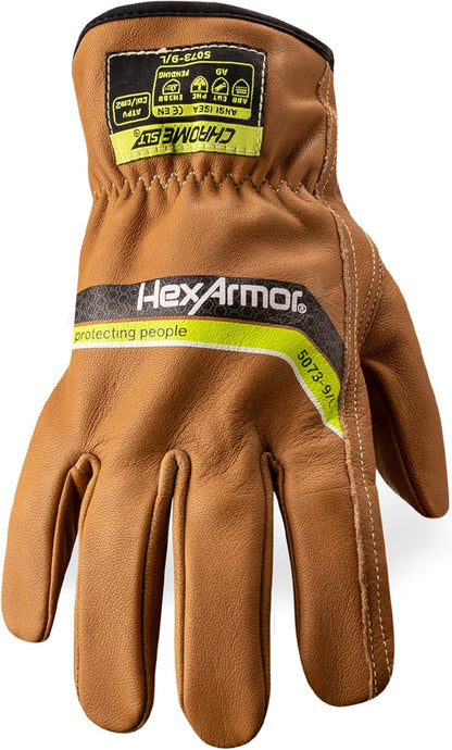 Chrome SLT Goatskin Work Gloves, Oil & Slip Resistant, Cut-Resistant (ANSI A4–A9), Impact & Non-Impact