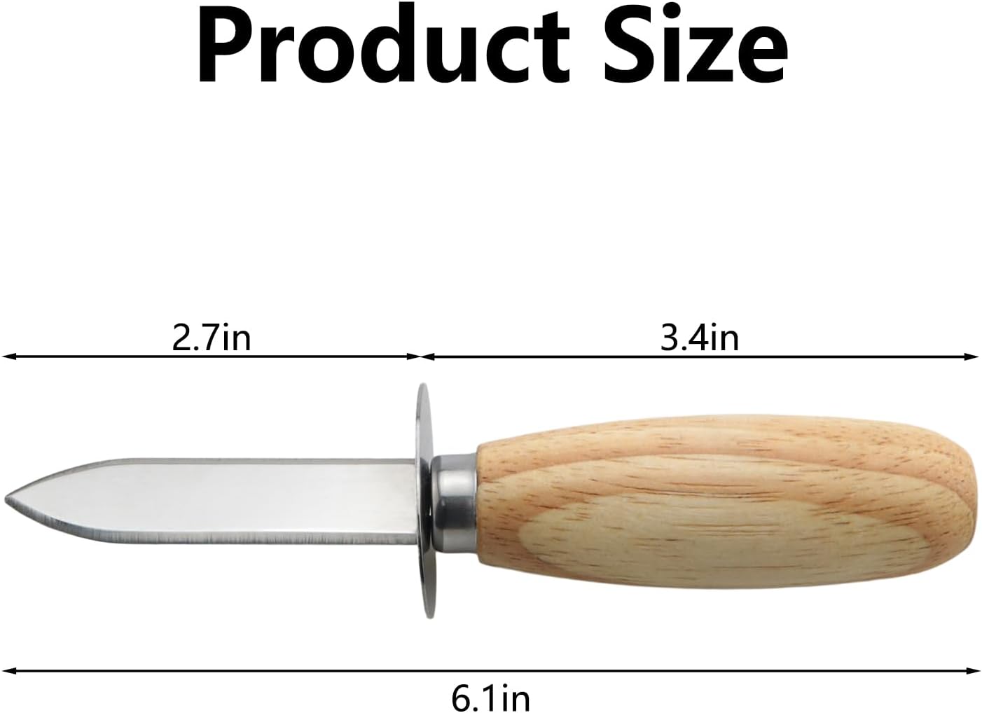 2PCS Oyster Knife Wooden Handle Stainless Steel Knife Home And Restaurant Oyster Shucking Tool Length 6.1 Inch For Clams Mussels Shellfish Seafood Shell Opener