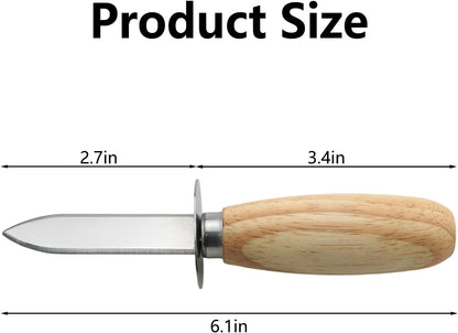 2PCS Oyster Knife Wooden Handle Stainless Steel Knife Home And Restaurant Oyster Shucking Tool Length 6.1 Inch For Clams Mussels Shellfish Seafood Shell Opener