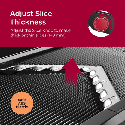 Austria Mandoline Slicer for Kitchen, Adjustable Vegetable Chopper, Fruit, Cheese Grater, Potato Chips Slicer - Black