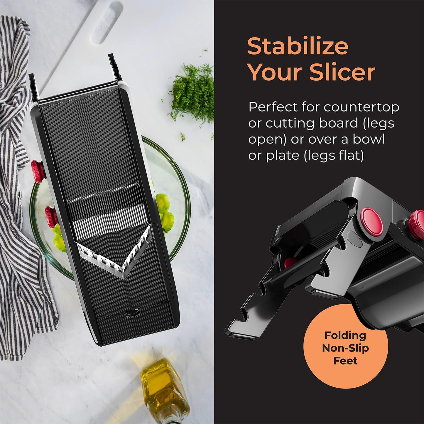 Austria Mandoline Slicer for Kitchen, Adjustable Vegetable Chopper, Fruit, Cheese Grater, Potato Chips Slicer - Black