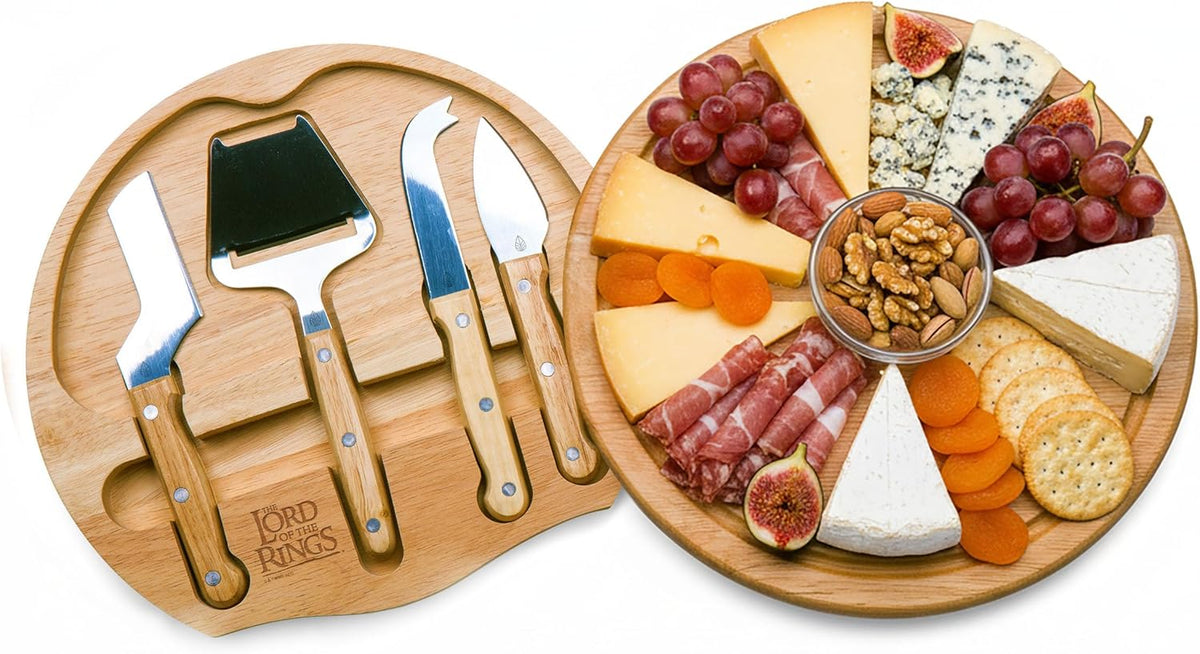 PICNIC TIME Lord of the Rings The One Ring Circo Cheese Board and Knife Set, Charcuterie Board Set, Wood Cutting Board, (Parawood)