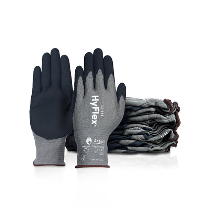 HyFlex 11-561 Ultra-Light Weight Cut-Resistant Gloves, LG, 12 Pairs | Blue, Size 9 (L), unisex, touchscreen, cut-resistant gloves with ANSI A3 protection, ideal for automotive & oil & gas