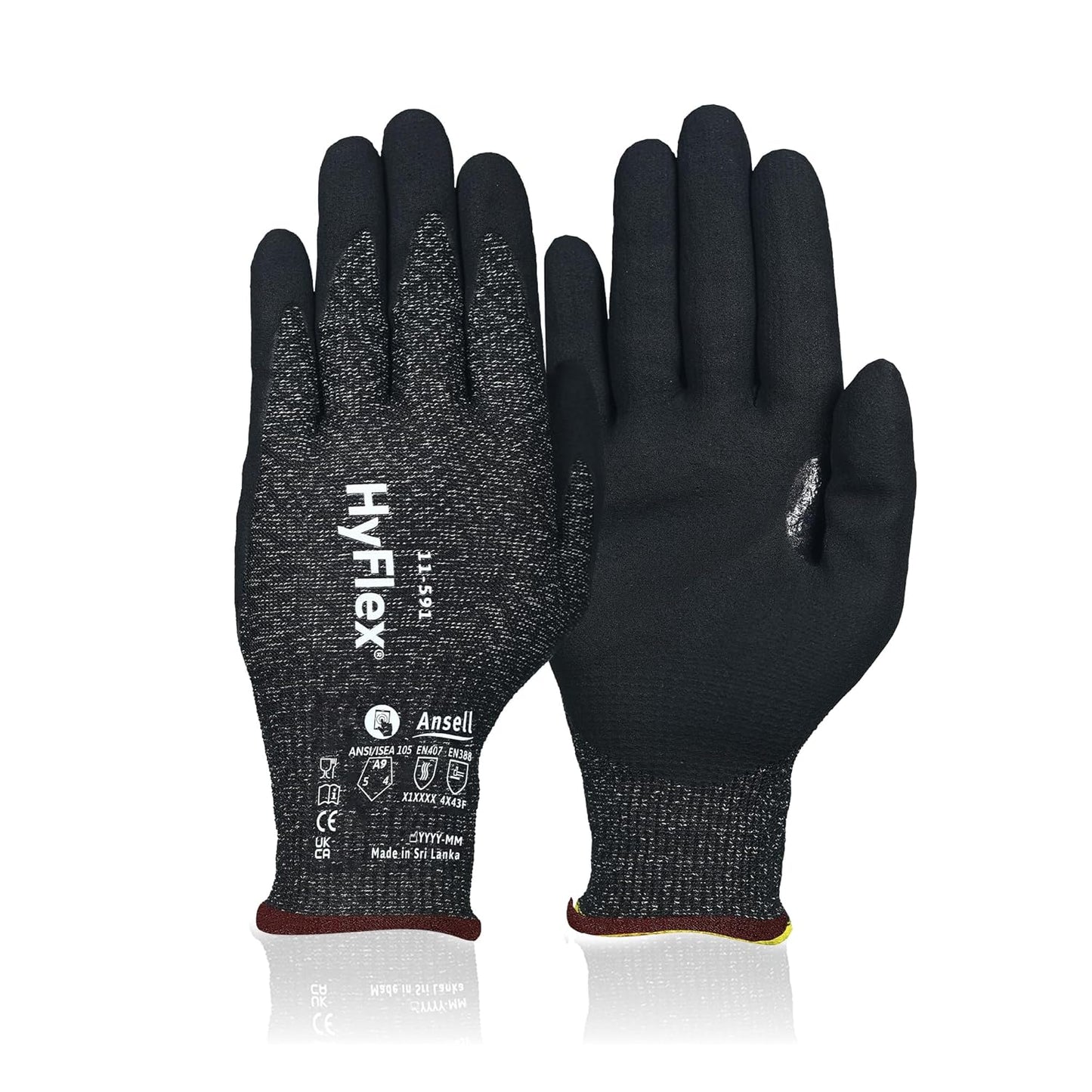 HyFlex 11-561 Ultra-Light Weight Cut-Resistant Gloves, LG, 12 Pairs | Blue, Size 9 (L), unisex, touchscreen, cut-resistant gloves with ANSI A3 protection, ideal for automotive & oil & gas