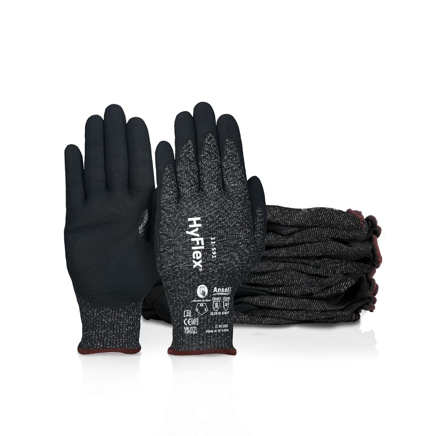 HyFlex 11-561 Ultra-Light Weight Cut-Resistant Gloves, LG, 12 Pairs | Blue, Size 9 (L), unisex, touchscreen, cut-resistant gloves with ANSI A3 protection, ideal for automotive & oil & gas