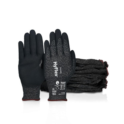 HyFlex 11-561 Ultra-Light Weight Cut-Resistant Gloves, LG, 12 Pairs | Blue, Size 9 (L), unisex, touchscreen, cut-resistant gloves with ANSI A3 protection, ideal for automotive & oil & gas