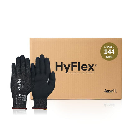 HyFlex 11-561 Ultra-Light Weight Cut-Resistant Gloves, LG, 12 Pairs | Blue, Size 9 (L), unisex, touchscreen, cut-resistant gloves with ANSI A3 protection, ideal for automotive & oil & gas
