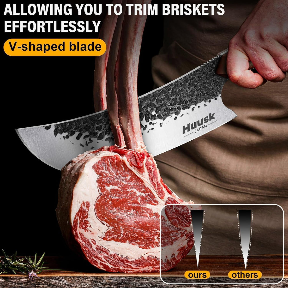 Huusk Butcher Knife for Meat Cutting - Heavy Duty with Sheath