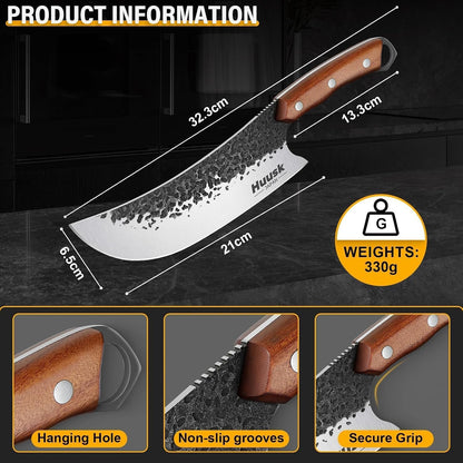 Huusk Butcher Knife for Meat Cutting - Heavy Duty with Sheath