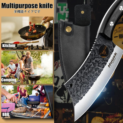 Huusk Butcher Knife for Meat Cutting - Heavy Duty with Sheath