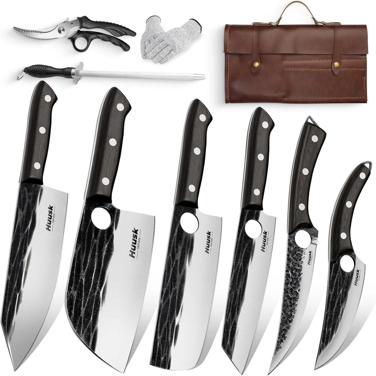Huusk Butcher Knife for Meat Cutting - Heavy Duty with Sheath