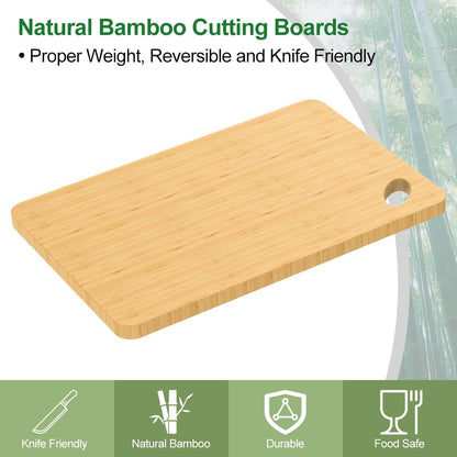 Wooden Cutting Boards for Kitchen, 15.3 * 8.7'' Knife Friendly Bamboo Cutting Board Lightweight & Durable Chopping Board with Hang Hole for Easy Storage & Clean, Large