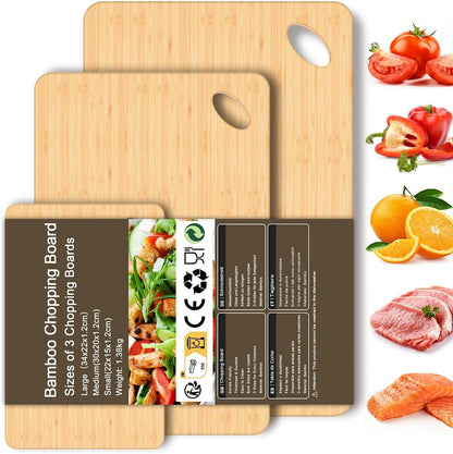 Wooden Cutting Boards for Kitchen, 15.3 * 8.7'' Knife Friendly Bamboo Cutting Board Lightweight & Durable Chopping Board with Hang Hole for Easy Storage & Clean, Large