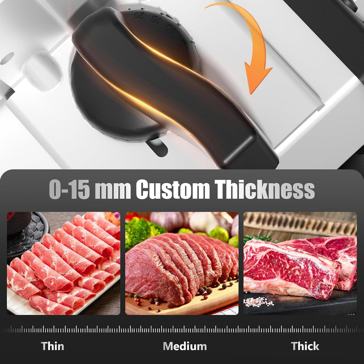 Meat Slicer, Two 7.5” Stainless Steel Blades, 200W DC Motor