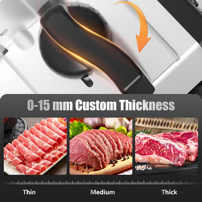 Meat Slicer, Two 7.5” Stainless Steel Blades, 200W DC Motor