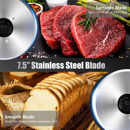 Meat Slicer, Two 7.5” Stainless Steel Blades, 200W DC Motor