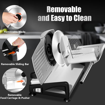 Meat Slicer, Two 7.5” Stainless Steel Blades, 200W DC Motor