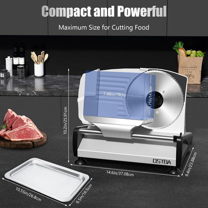 Meat Slicer, Two 7.5” Stainless Steel Blades, 200W DC Motor