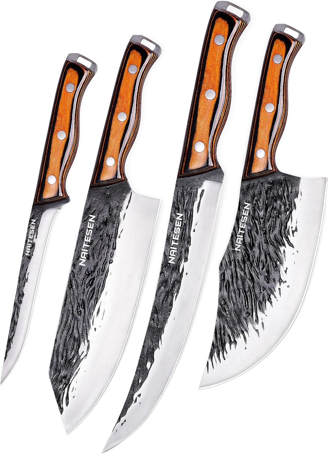 Hand Forged Butcher Knife Set, Kitchen Knives Gift for Men Women