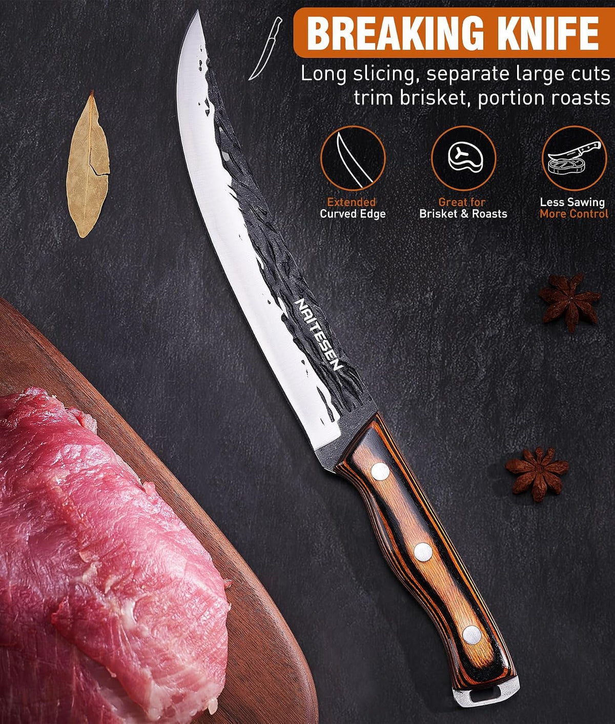 Hand Forged Butcher Knife Set, Kitchen Knives Gift for Men Women