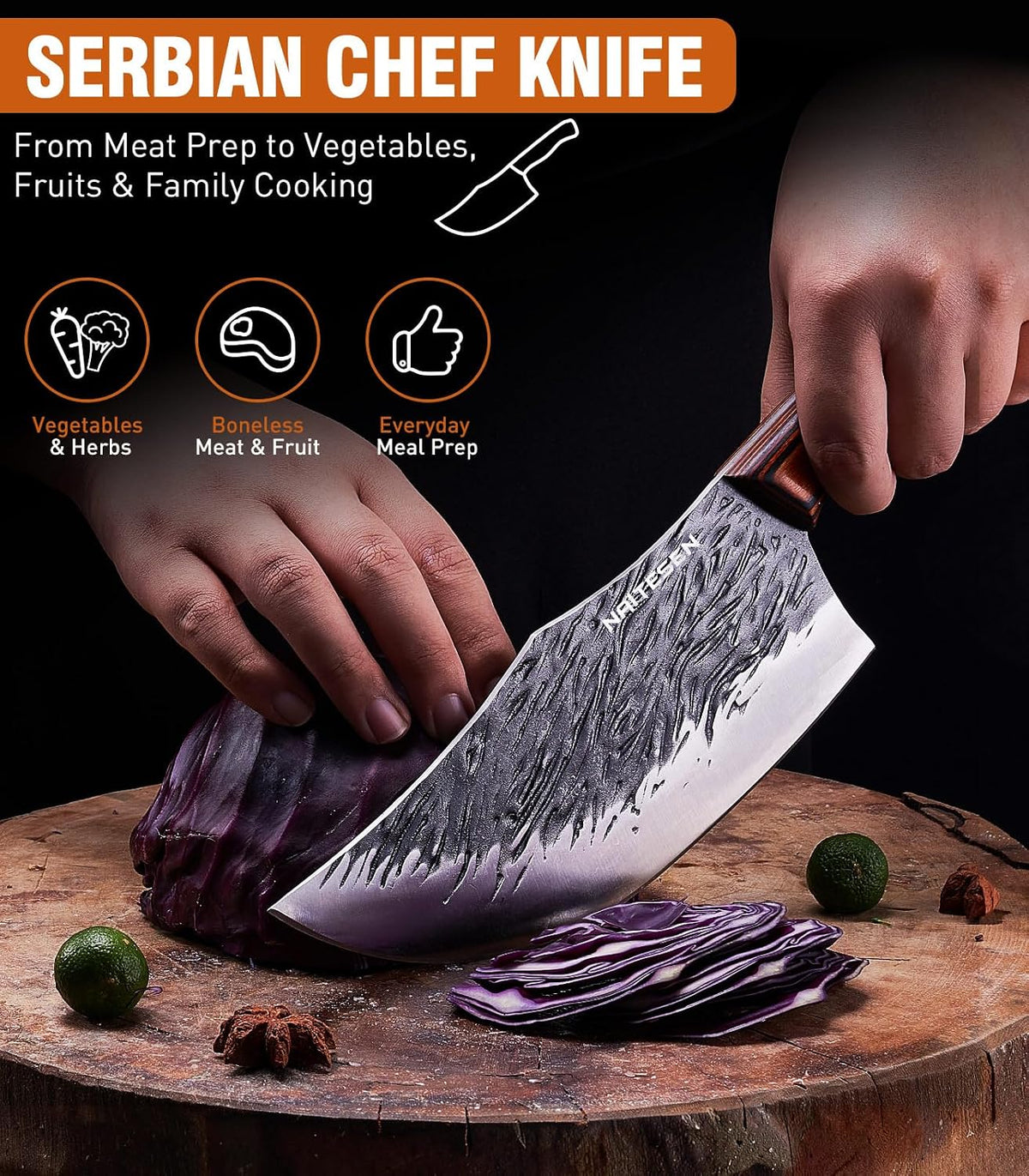 Hand Forged Butcher Knife Set, Kitchen Knives Gift for Men Women