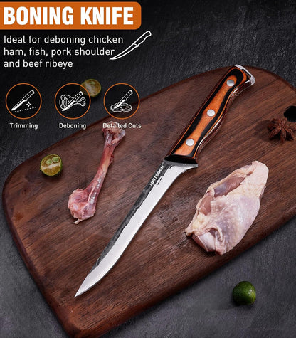 Hand Forged Butcher Knife Set, Kitchen Knives Gift for Men Women