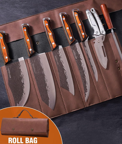 Hand Forged Butcher Knife Set, Kitchen Knives Gift for Men Women