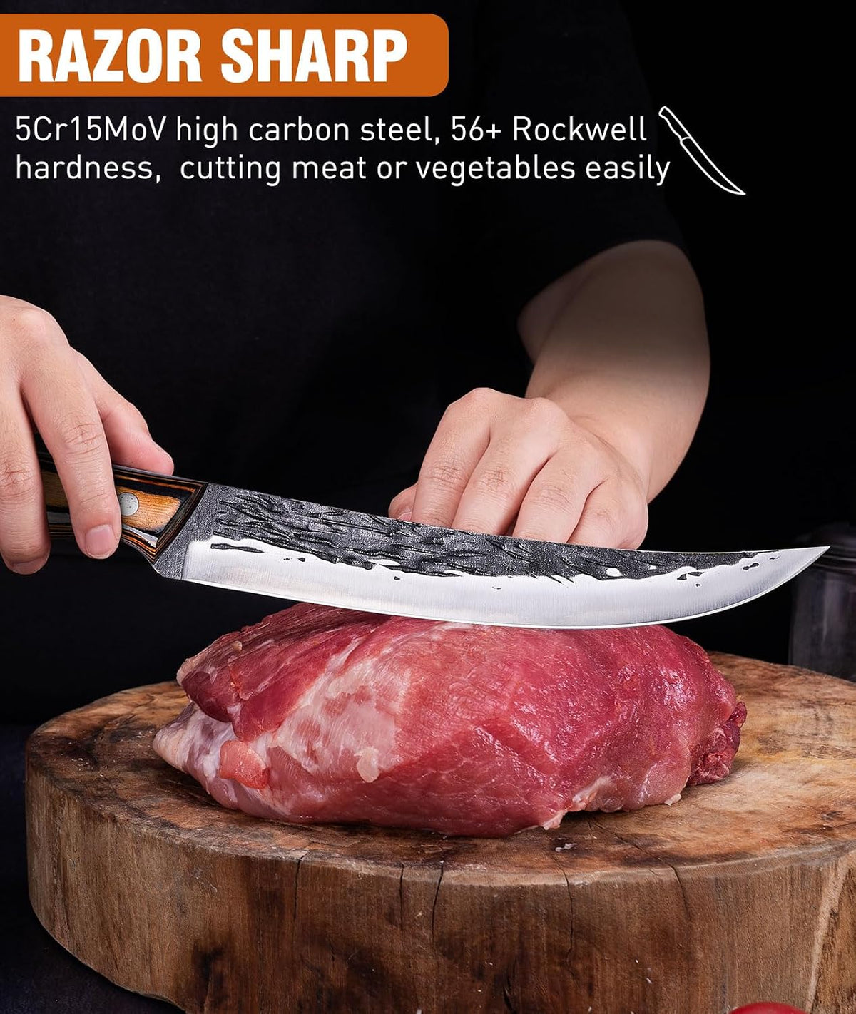 Hand Forged Butcher Knife Set, Kitchen Knives Gift for Men Women