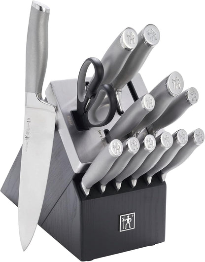 Modernist 14-pc Self-Sharpening Knife Block Set - Black