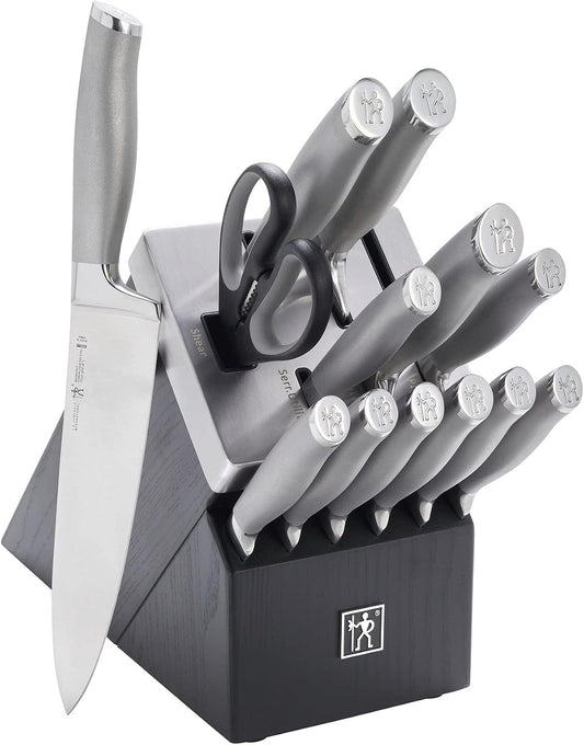 Modernist 14-pc Self-Sharpening Knife Block Set - Black